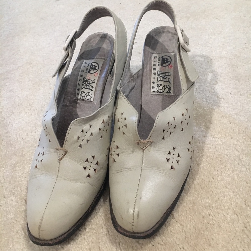 Vintage leather slip ons